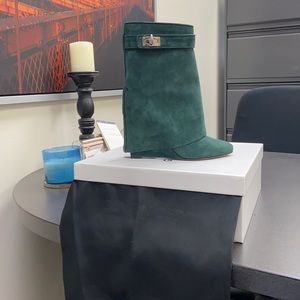 Givenchy Shark Lock Ankle Boots Forest Green 38